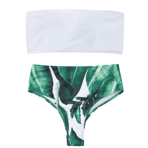 Zaful Other - white and green strapless bikini 💚